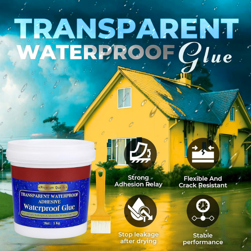 Adhesive Glue,1 Kg, with Brush, Transparent, for Roof Leakage, Crack Seal, Water Leakage Solution, Waterproofing for Pipe, Wall, Tiles