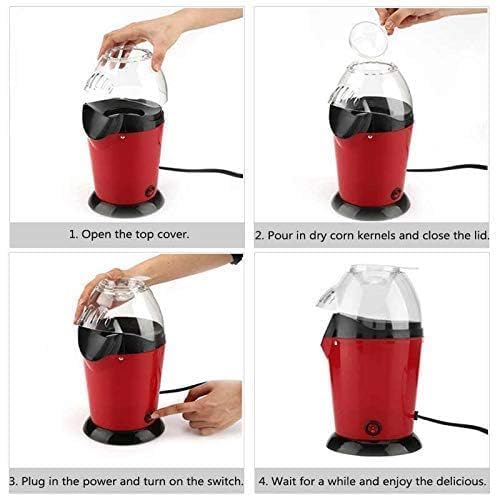 Automatic Popcorn Machine Home Use, Electric Big Popcorn Machine, Oil-Free Popcorn Maker Machine, 1200W Hot Air Popcorn Machine Household Electric Instant Pop Corn Maker