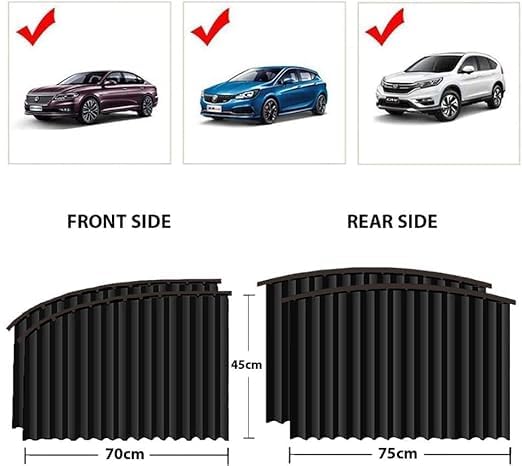 4pcs Universal Magnetic Car Side Window Curtains | Foldable Privacy Sunshade Curtains | Car Sunshade with Strong Magnets for Baby Protection, UV Blocking, and Heat Control (Black)