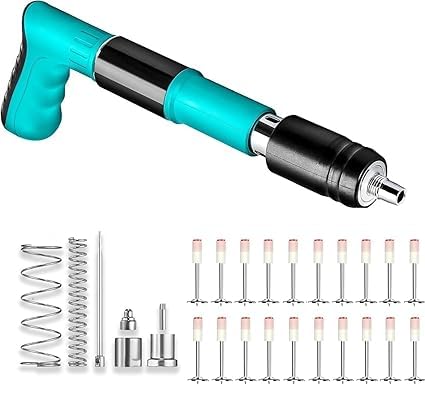 Non Slip Rivet Gun and Rivets, Manual Steel Nail Gun Tool, Fixation Tool, Driller Fasting Tools, Household Woodworking Accessories with (20 Nail).