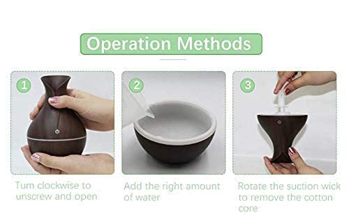 Wooden Humidifier Vase Style – Ultrasonic Cool Mist Big Pot with LED Lights – Essential Oil Diffuser for Home, Office, Yoga, and Relaxation