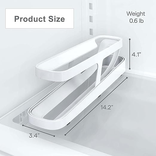 2-Tier Rolling Egg Dispenser For 12-14 Eggs, Space-Saving And Durable Storage Solution With Gravity-Fed Design, Ideal For Fridge And Pantry