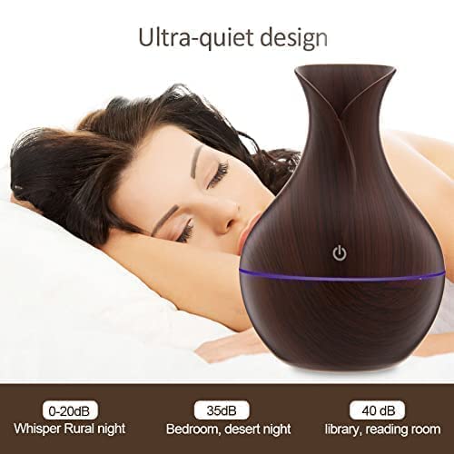 Wooden Humidifier Vase Style – Ultrasonic Cool Mist Big Pot with LED Lights – Essential Oil Diffuser for Home, Office, Yoga, and Relaxation