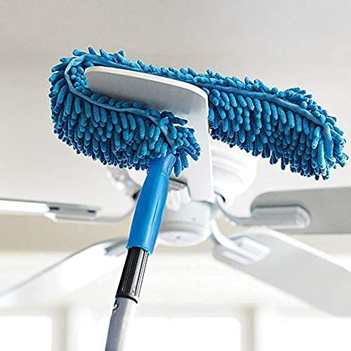 Multipurpose Microfiber Flexible with Expandable Rod for Dust Cleaning Fan Cleaner Brush with Long Rod Flexible Fan Cleaning Mop