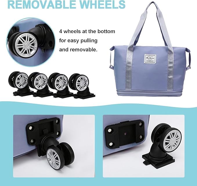 Rolling Duffle Bag with Wheels, Expandable Foldable Duffel Bag with Wheels and Handle for Travel, Rolling Luggage Bag Carry on Duffel Bag, Wheeled Travel Duffle