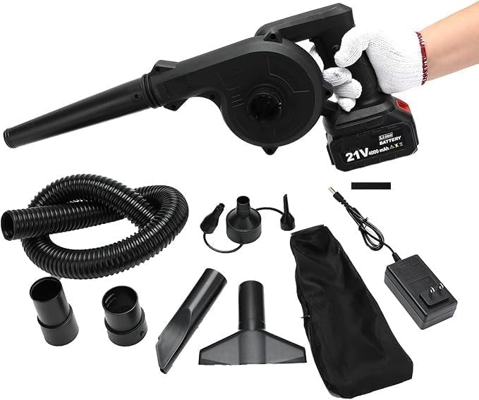 Cordless Mini Blower Black Cordless with Battery and Charger, Handheld Battery Powered Electric Leaf Blower 2 in 1 Portable Mini Leaf & Vacuum for Lawn Care Dust Snow Blowing