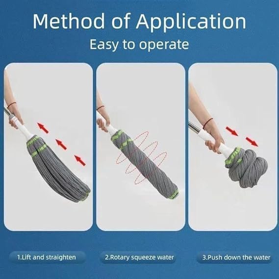 Microfiber Twist Mop for Floor Cleaning, Squeeze Twist Mop Stick, Durable Dust Easy to Use Floor Cleaner, Effective for Hardwood, Tile, and Laminate,