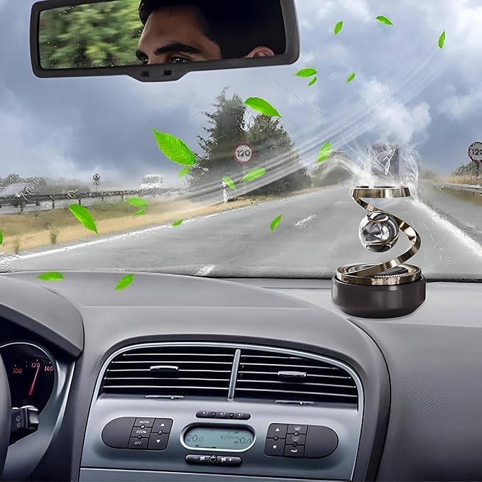 Solar Aromatherapy Car Air Freshener | Rotating Dashboard Perfume Diffuser | Solar-Powered Car Decoration with Eco-Friendly Fragrance | Stylish Interior Accessory