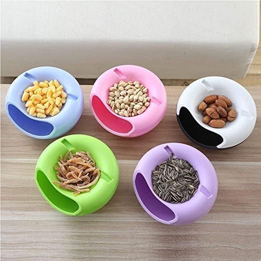 Double Layer Multifunctional Creative Shape Pista Nut Snack Breakfast Dry Fruit Serving Platter Bowl with Mobile Cell Phone Holder Bracket Stand
