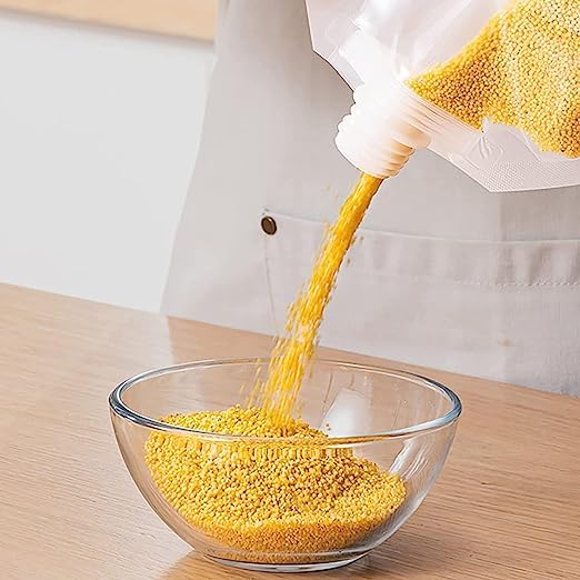 10 Pcs (1.5L) Plastic Grain Moisture-Proof Sealed Air Tight Bag Reusable Storage Pouch,Portable Handle Waterproof Packaging Food Rice,Beans,Candy,Liquid,Tea,Coffee,Oils,Beverages