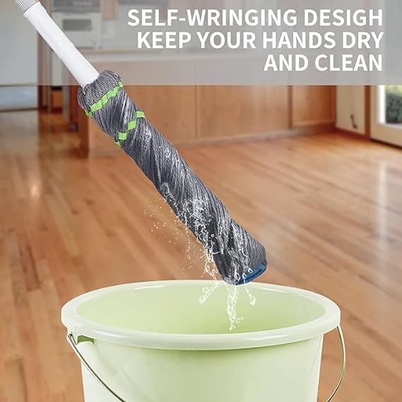 Microfiber Twist Mop for Floor Cleaning, Squeeze Twist Mop Stick, Durable Dust Easy to Use Floor Cleaner, Effective for Hardwood, Tile, and Laminate,