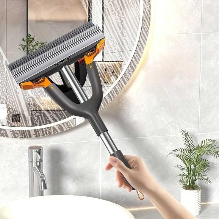 Sponge Mop Foldable Floor Cleaning Squeeze Mop Wiper with Adjustable Telescopic Handle Absorber Sponge