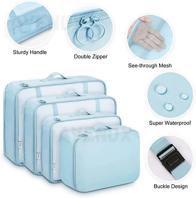 7 Pcs Travel Waterproof Storage Bag - 7 Pcs Set Packing Cubes Travel Organizer - 7 In 1 Travel Organizer