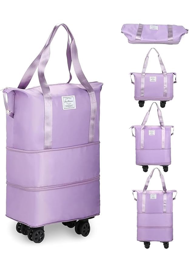 Rolling Duffle Bag with Wheels, Expandable Foldable Duffel Bag with Wheels and Handle for Travel, Rolling Luggage Bag Carry on Duffel Bag, Wheeled Travel Duffle