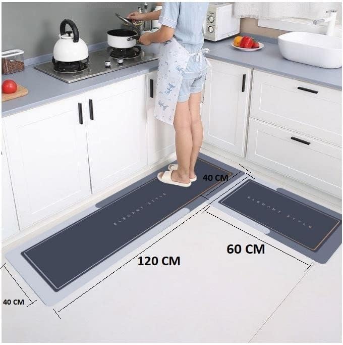 2 Pcs Kitchen Mats - Waterproof Memory Foam Standing Desk Floor Mat Non Slip Rugs, Comfort Runner Rug Floor Carpets For Kitchen Home Office, Sink & Laundry,