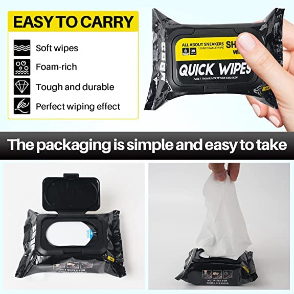 Natural Sneaker & Shoe Cleaner Wipes - 1 Packs of 80 - Portable Sneakers Cleaner Shoe Wipes Quickly Remove Dirt & Stains - These Disposable Shoe Cleaning Wipes Can