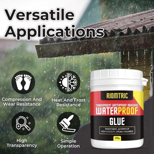 Crack Seal Glue 300gm with Brush Invisible Waterproof Glue Epoxy for Roof Leakage Crack Seal Agent Roof Water Leakage Solution Easy Brush-On (300 GM / 1 PACK)