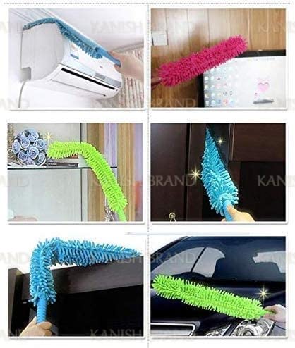 Multipurpose Microfiber Flexible with Expandable Rod for Dust Cleaning Fan Cleaner Brush with Long Rod Flexible Fan Cleaning Mop