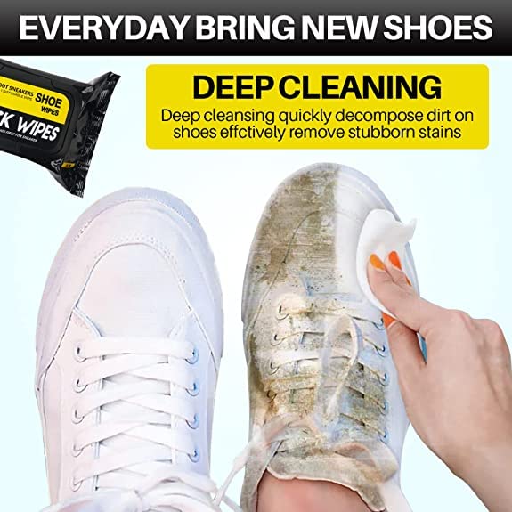 Natural Sneaker & Shoe Cleaner Wipes - 1 Packs of 80 - Portable Sneakers Cleaner Shoe Wipes Quickly Remove Dirt & Stains - These Disposable Shoe Cleaning Wipes Can