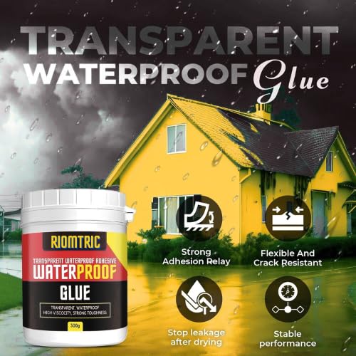 Crack Seal Glue 300gm with Brush Invisible Waterproof Glue Epoxy for Roof Leakage Crack Seal Agent Roof Water Leakage Solution Easy Brush-On (300 GM / 1 PACK)