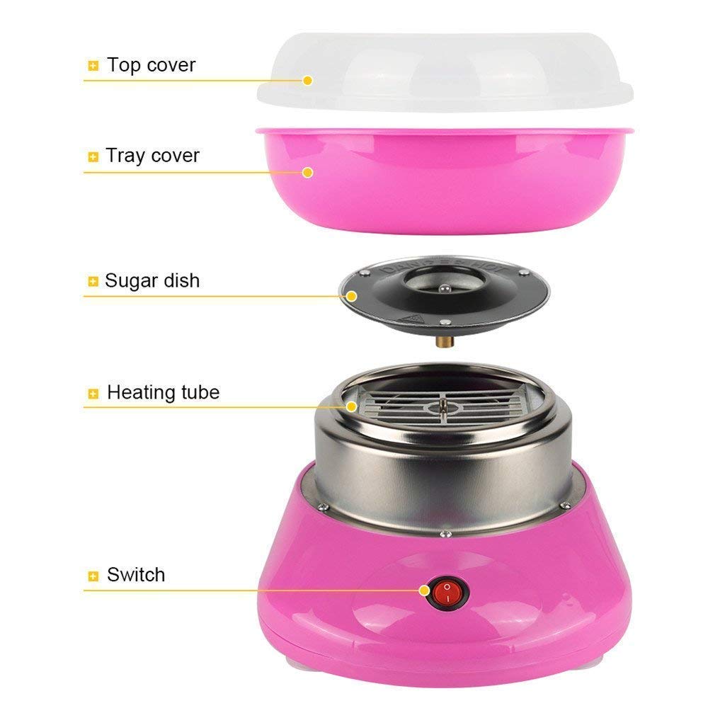 Sweet Cotton Candy Making Machine Cotton Candy Maker Automatic Mini Hard and Sugar Free Countertop Floss Maker with Sugar Spoon + Candy Floss Sticks - Multicolor