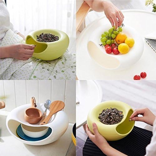 Double Layer Multifunctional Creative Shape Pista Nut Snack Breakfast Dry Fruit Serving Platter Bowl with Mobile Cell Phone Holder Bracket Stand