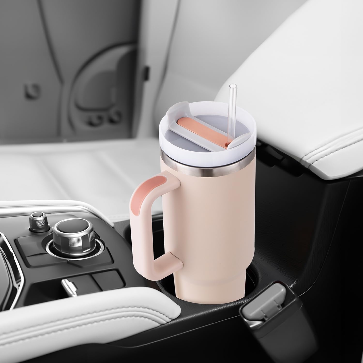 Stainless Steel Tumbler with Lid and Straw 1200ml Vacuum Insulated Travel Mug Reusable Bottle with Handle