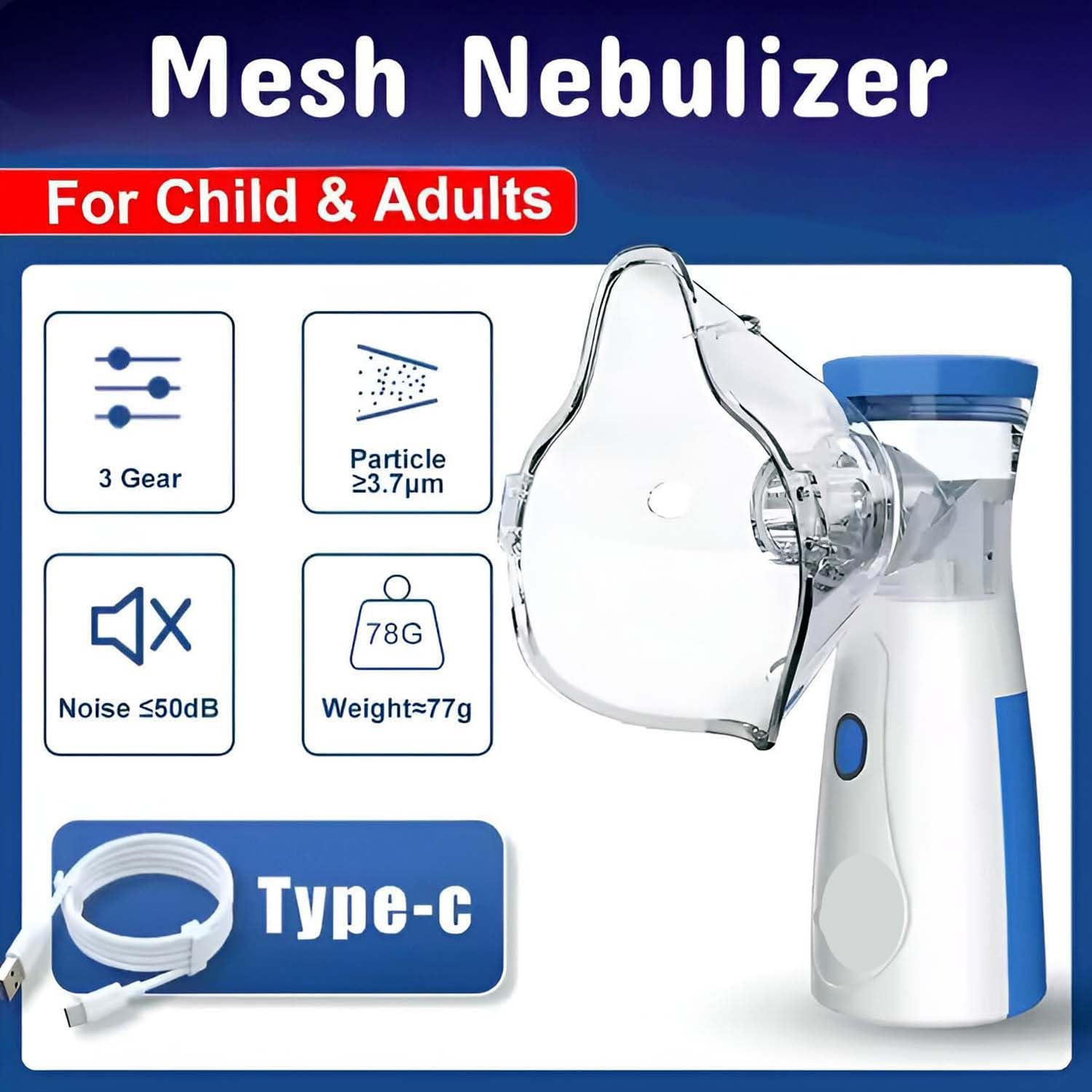 Portable Nebulizer Machine for Adults and Kids Travel and Household Use, Handheld Mesh Nebulizer for Breathing Problems
