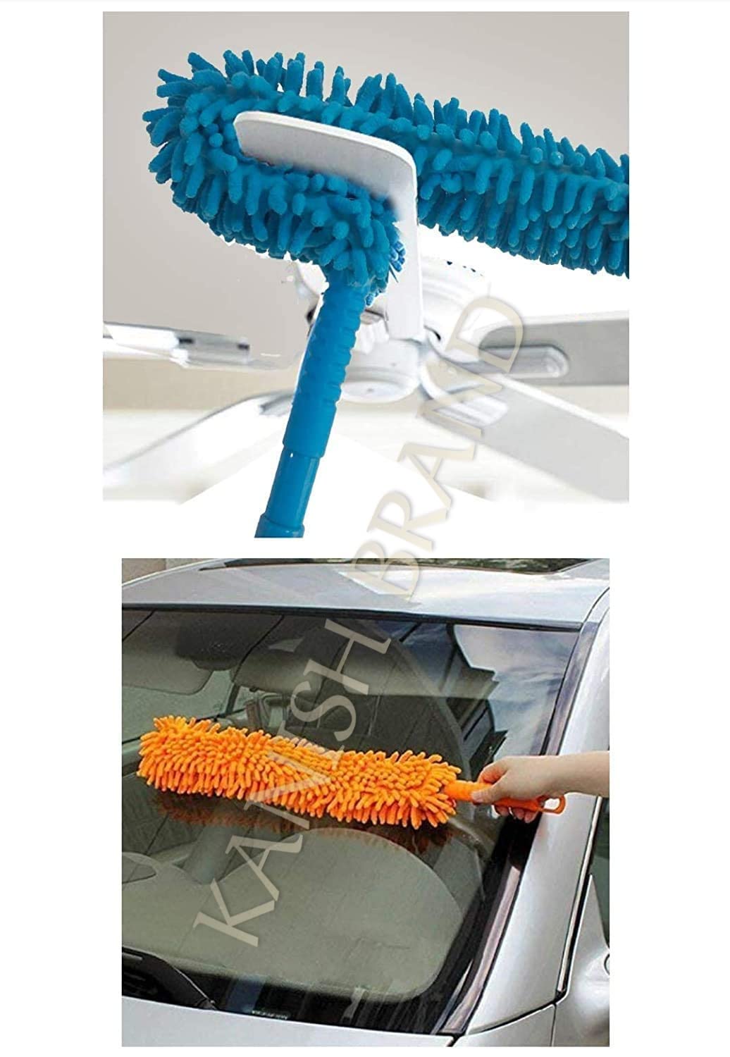 Multipurpose Microfiber Flexible with Expandable Rod for Dust Cleaning Fan Cleaner Brush with Long Rod Flexible Fan Cleaning Mop