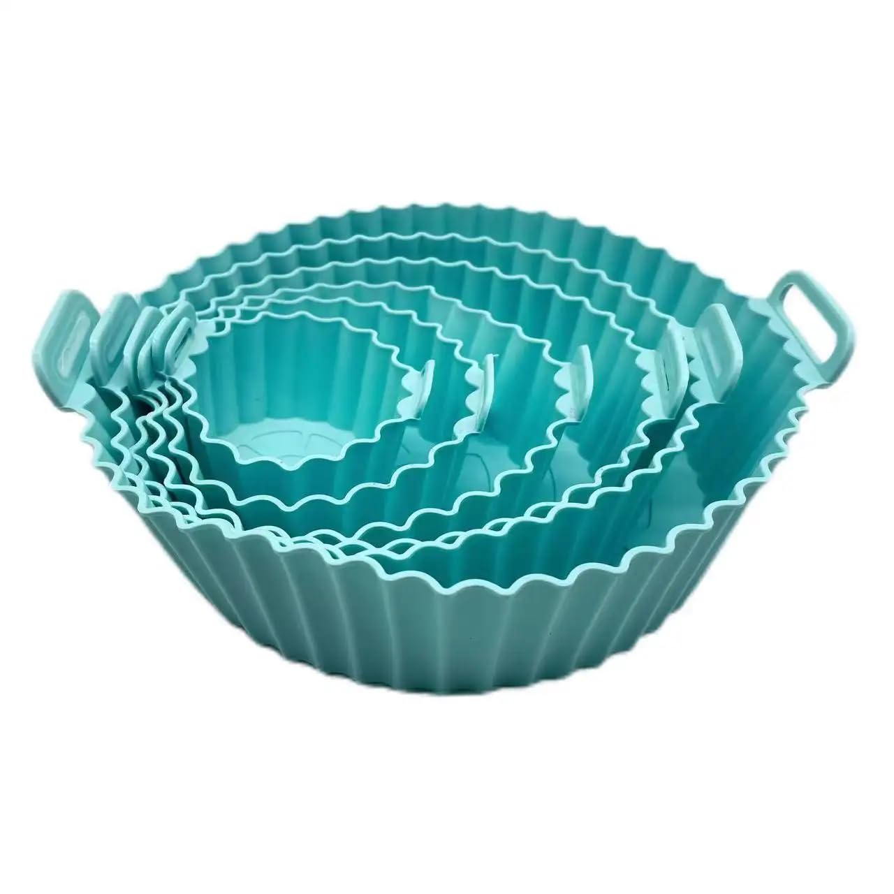 Kitchen 6 Pcs Round Reusable Non-Stick air Fryer Accessories Silicone Coating Pot Basket(Multicolor)