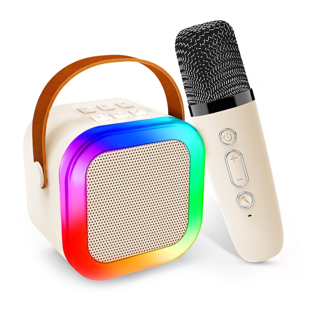 Mini Bluetooth Speaker with Mic | Wireless Portable Bluetooth Speaker with Microphone & Led Lights | Birthday Gift for Kids Boys, Girls and Adults