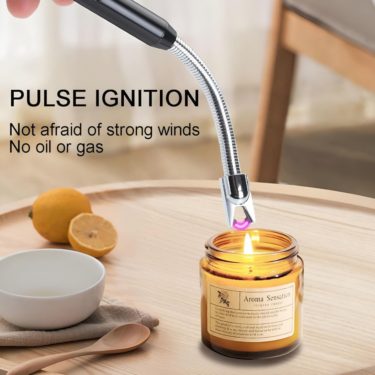 Gas Lighter for Kitchen use c-Type Rechargeable Electric lighters for Kitchen Cooking Gas Stove Candles BBQ Pooja, 360° Flexible Neck Arc USB Plasma Lighter Windproof