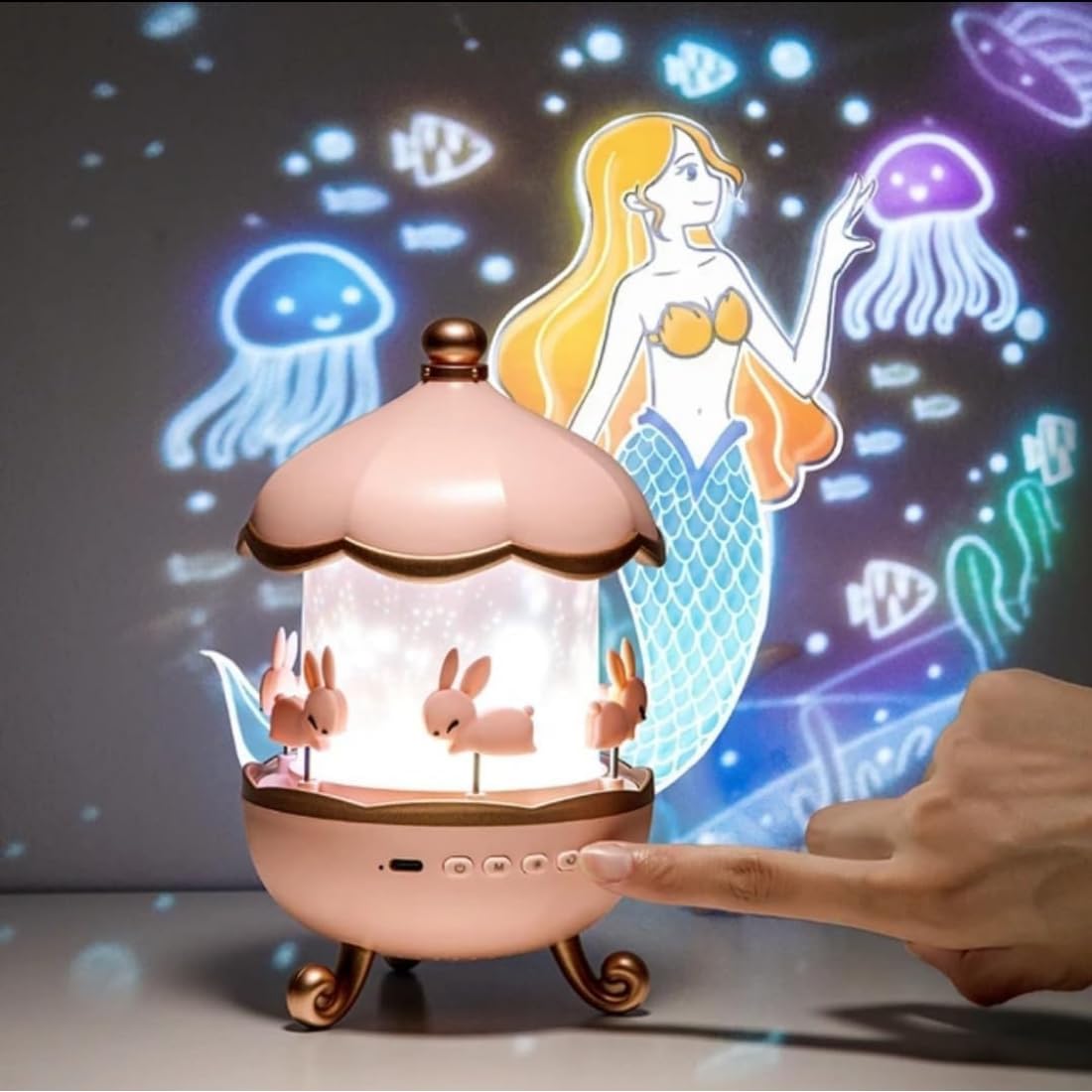Night Light Cabin Projector Lamp 360° Rotatable LED Night Lamp for Kids Room Decor, Kids Night Lights for Girls Bedroom 6 Film Shade, Star Projector, USB Powered Birthday Gift for Kids
