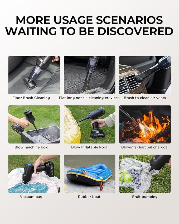 Portable Vacuum Cleaner 21000Pa Air Duster 4 in 1 Handheld With 180W Super Fast Charging and Multi-Nozzle for Car, Home, Office, Pet