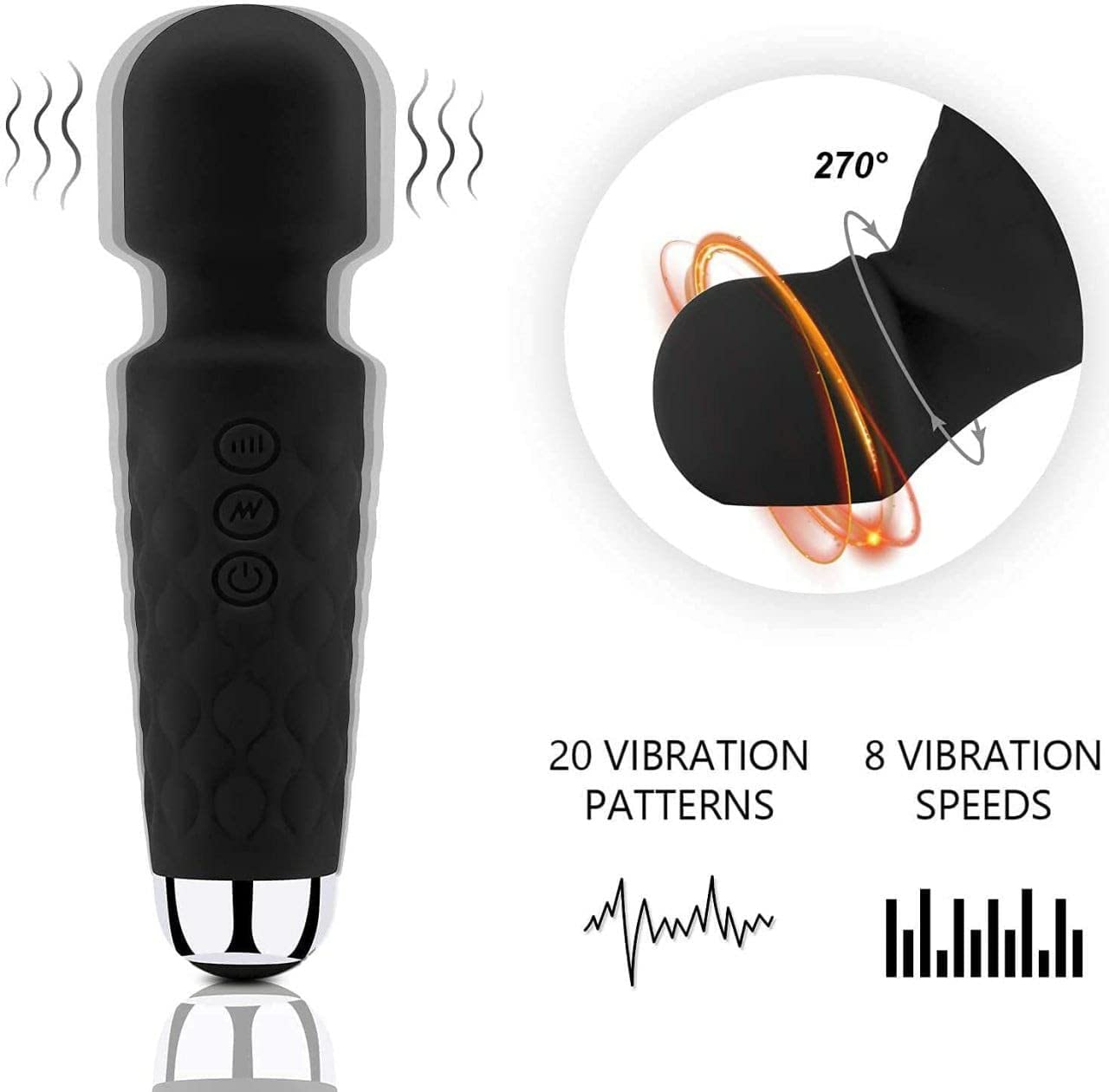 Cordless Rechargeable Personal Body Wand Massager Machine with 28 Vibration Modes & Water Resistant Magic Mate Handheld Cordless Personal Body Massager