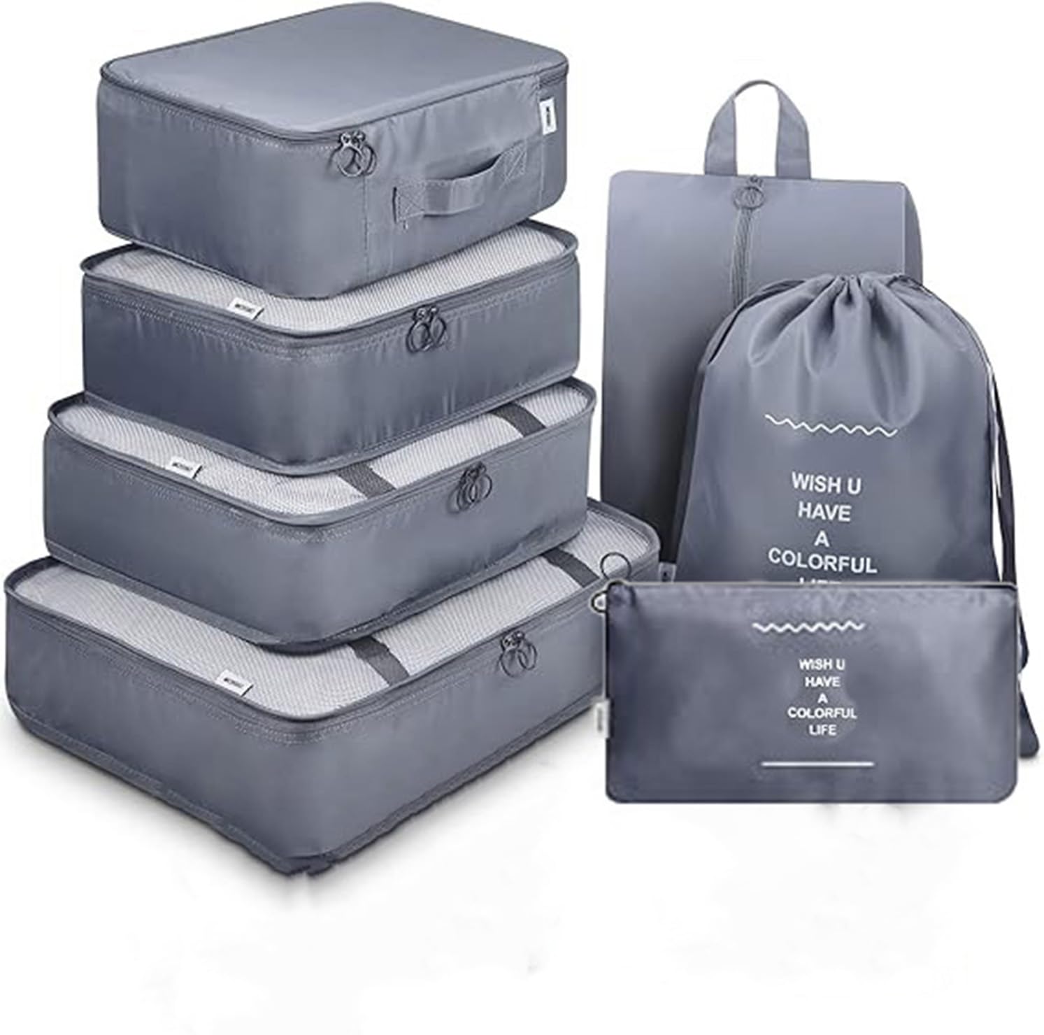 7 Pcs Travel Waterproof Storage Bag - 7 Pcs Set Packing Cubes Travel Organizer - 7 In 1 Travel Organizer