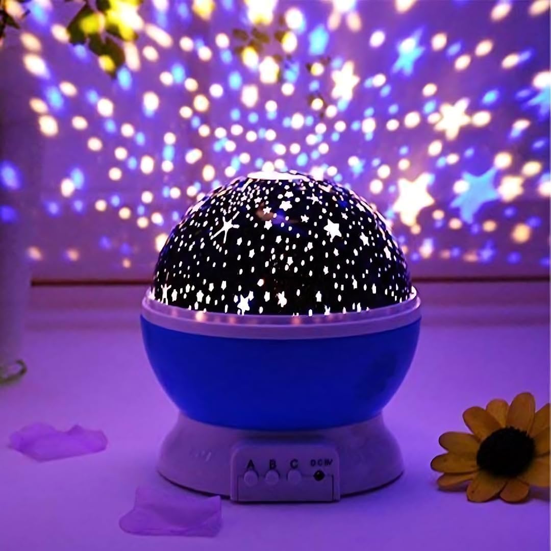 Star Master Galaxy Night Projector Lamp – 360° Rotating Led Starry Light with Moon, Ocean Wave & Astronaut Effects – Battery Operated for Bedroom Décor – Gift for All – Multicolor