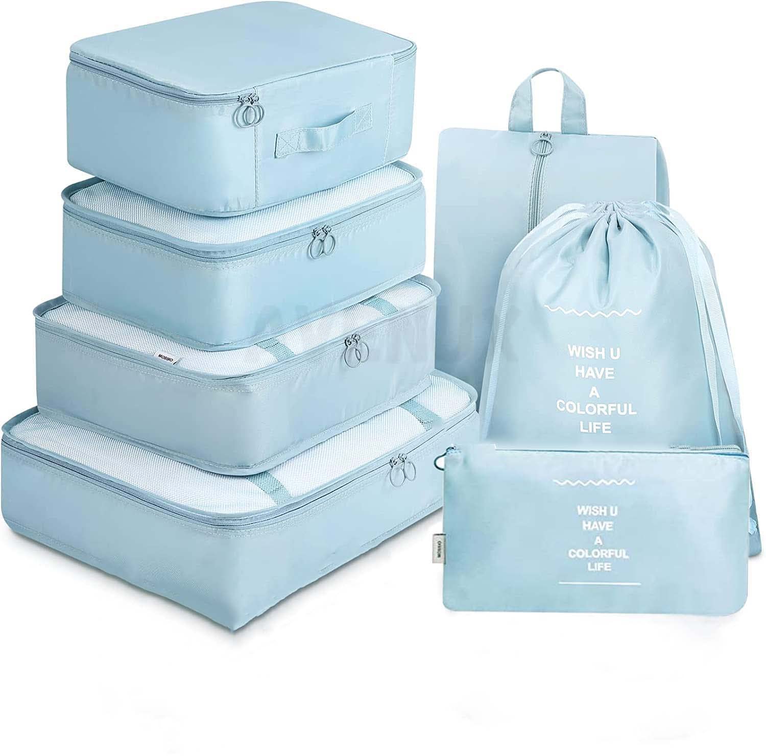 7 Pcs Travel Waterproof Storage Bag - 7 Pcs Set Packing Cubes Travel Organizer - 7 In 1 Travel Organizer