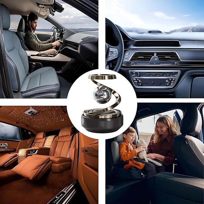 Solar Aromatherapy Car Air Freshener | Rotating Dashboard Perfume Diffuser | Solar-Powered Car Decoration with Eco-Friendly Fragrance | Stylish Interior Accessory