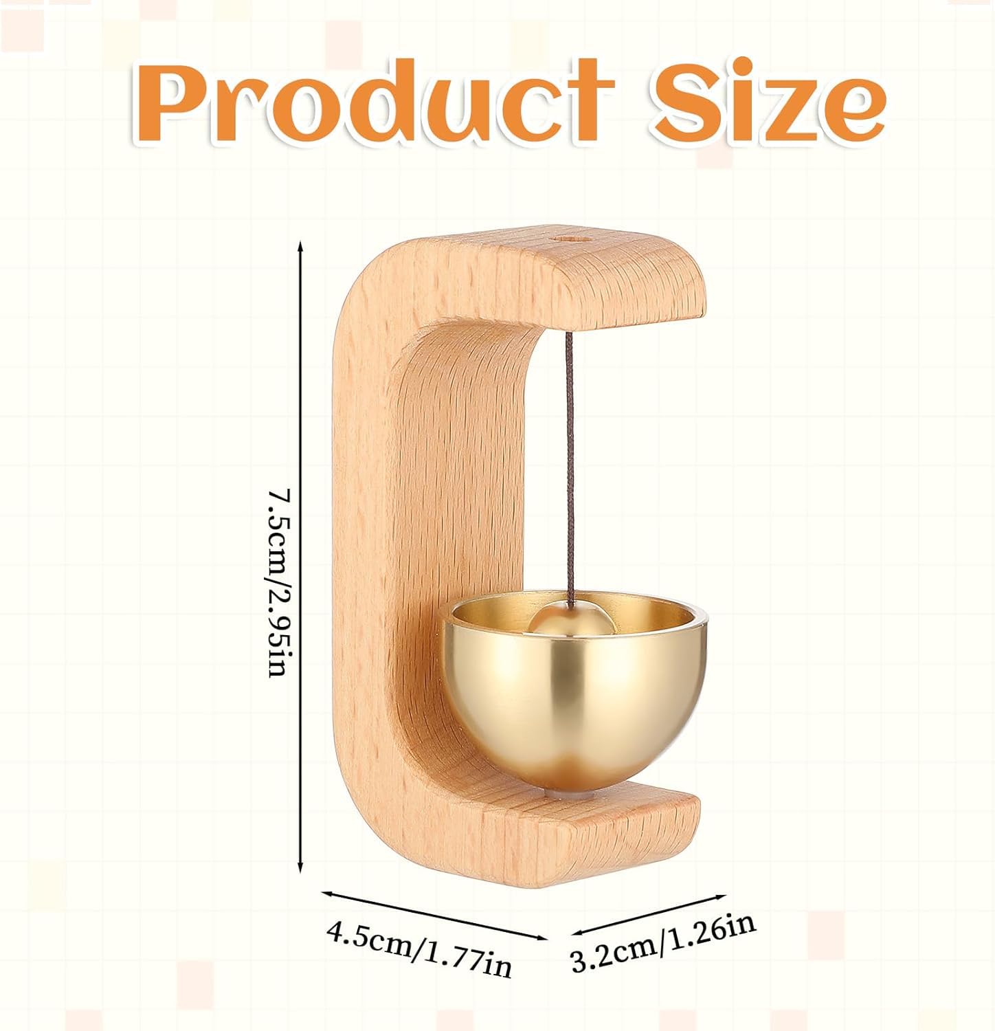 Wooden C-Shaped Wind Chime, Modern Wooden Desk Bell, Minimalist Wooden Decorative Chime, Magnetic Wind Chime for Home, Garden, or Meditation Use