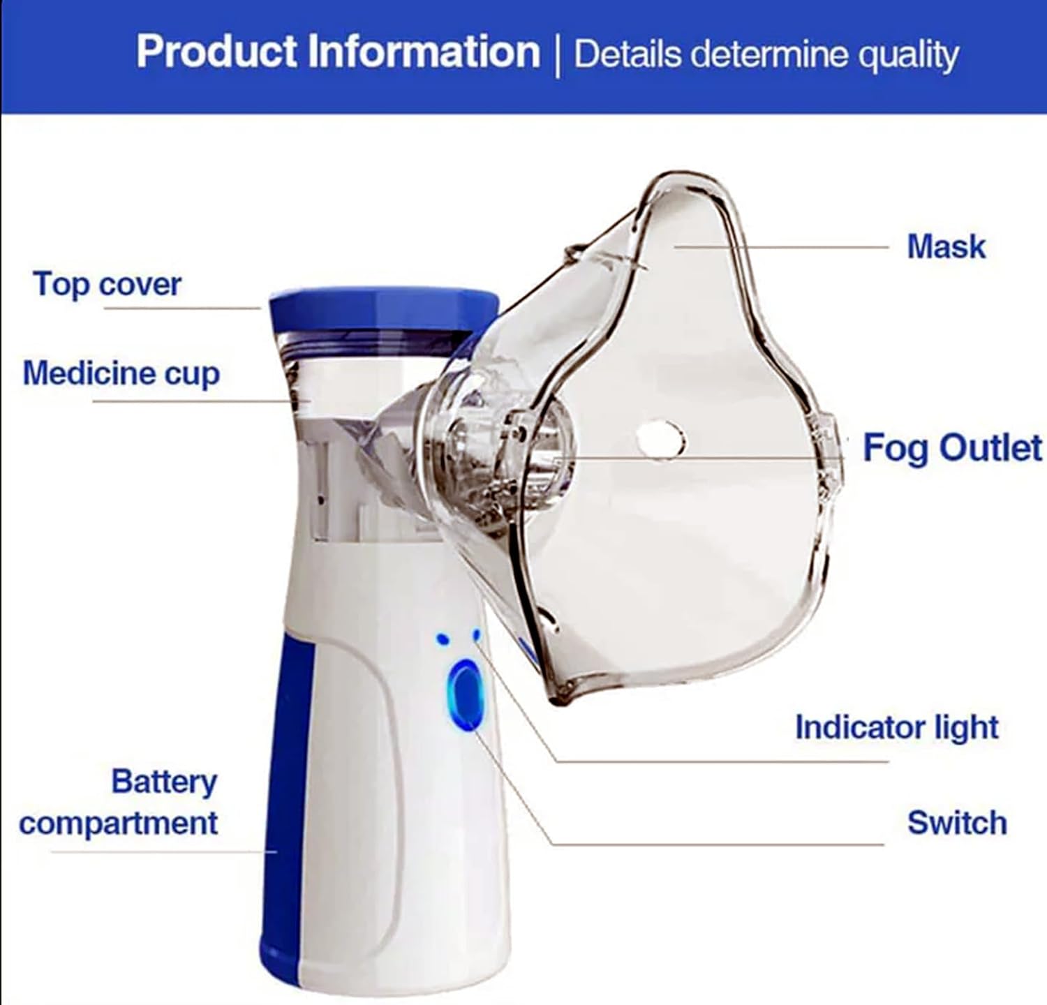 Portable Nebulizer Machine for Adults and Kids Travel and Household Use, Handheld Mesh Nebulizer for Breathing Problems