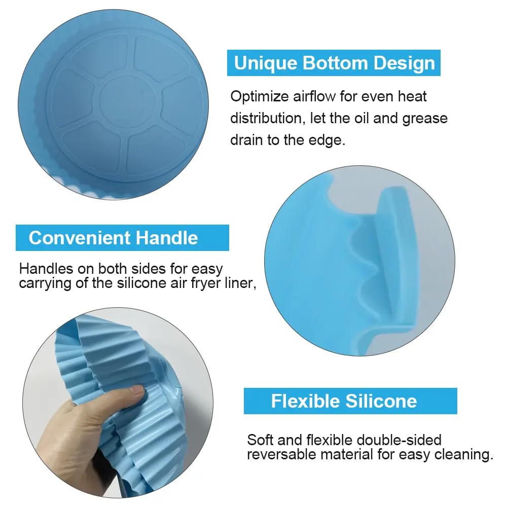 Kitchen 6 Pcs Round Reusable Non-Stick air Fryer Accessories Silicone Coating Pot Basket(Multicolor)