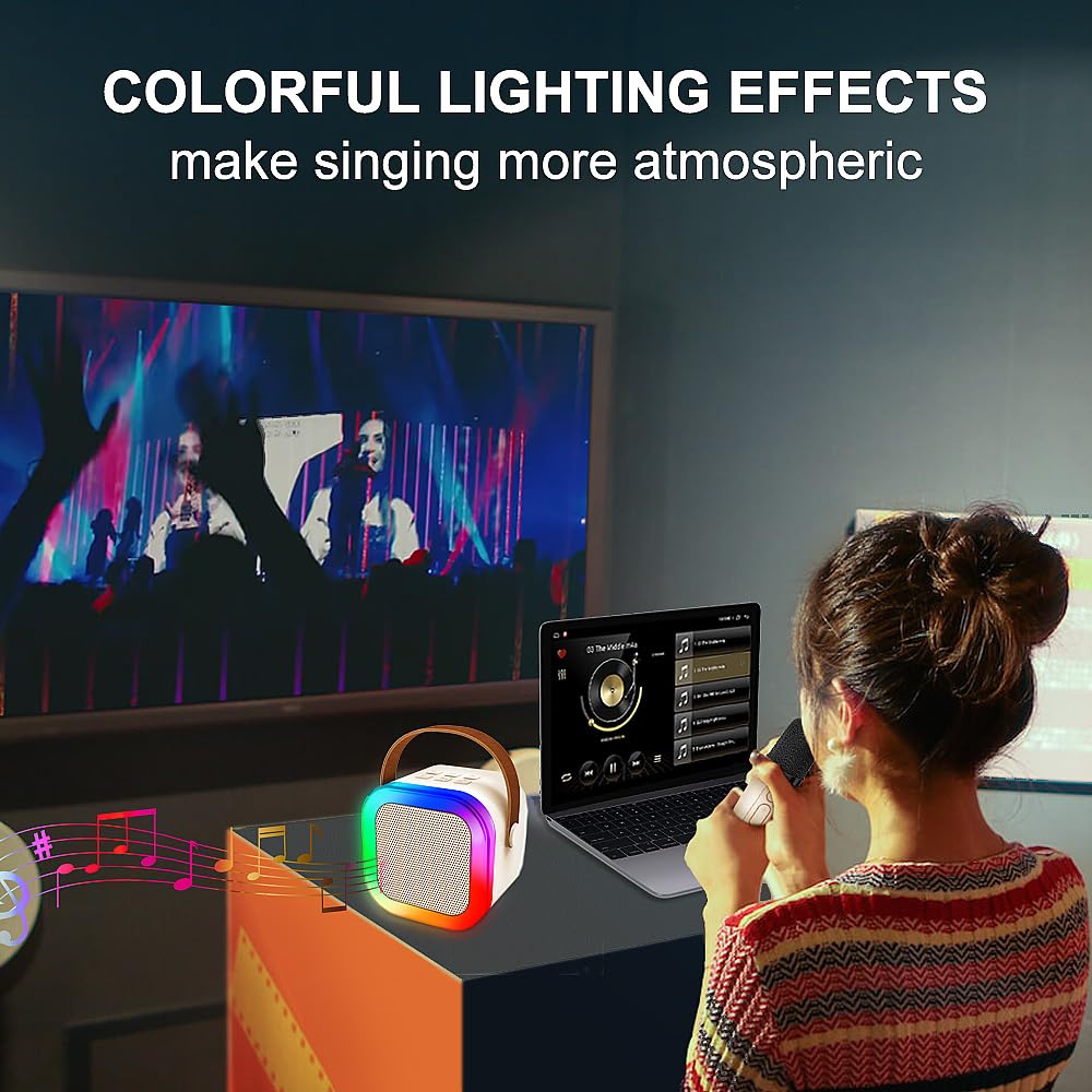 Mini Bluetooth Speaker with Mic | Wireless Portable Bluetooth Speaker with Microphone & Led Lights | Birthday Gift for Kids Boys, Girls and Adults