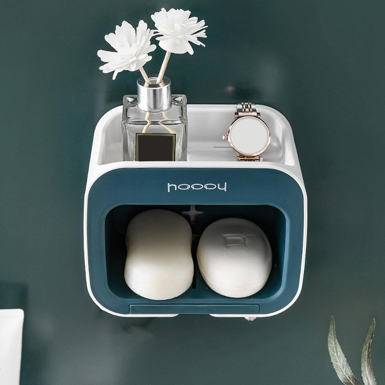Wall Mounted Soap Holder Self Adhesive Soap Box Holder for Home Bathroom Blue