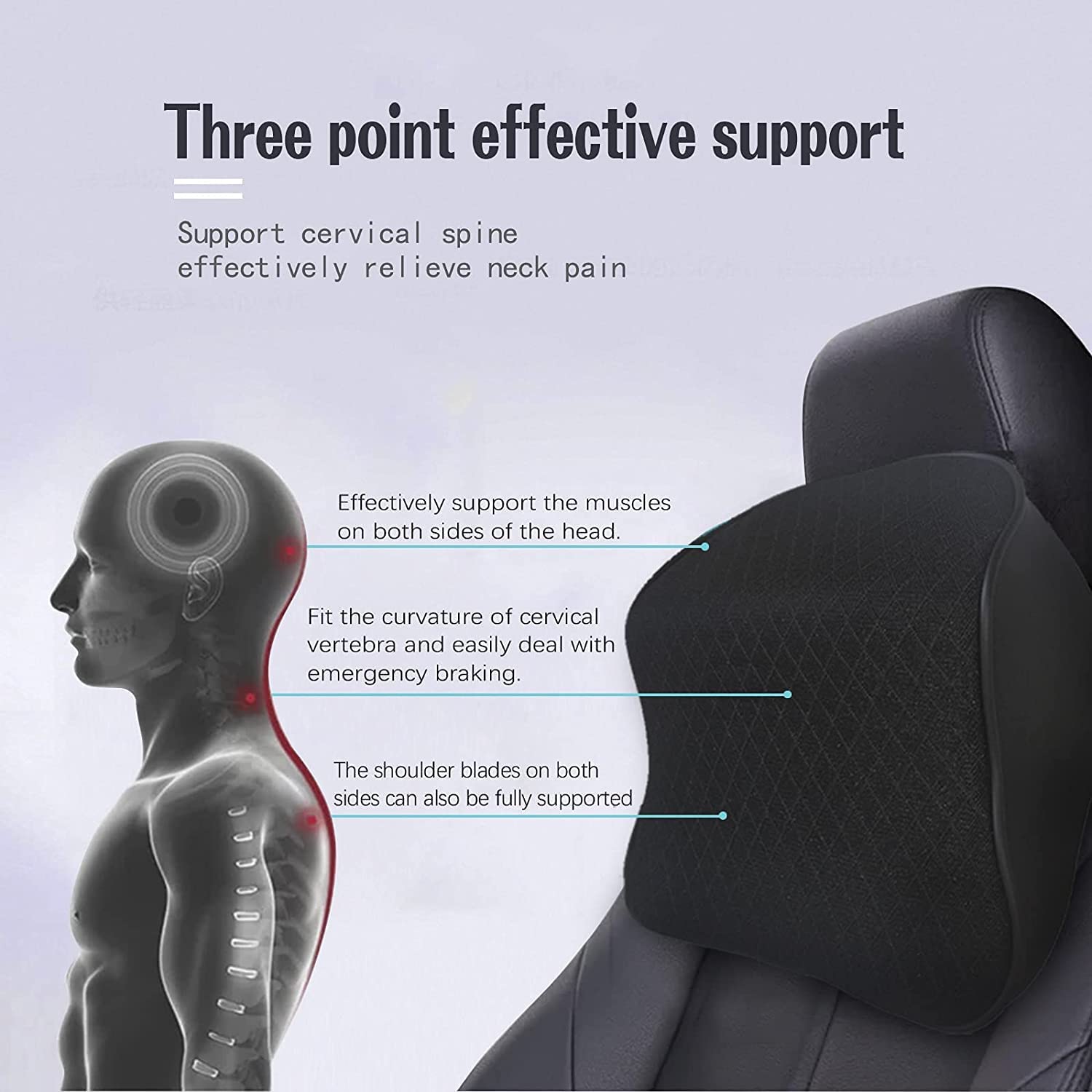 Memory Foam Car Neck Rest Pillow Seat Cushion Headrest Ergonomic Neck Support Help Relieve Neck Pain for Driver Front Back Seat