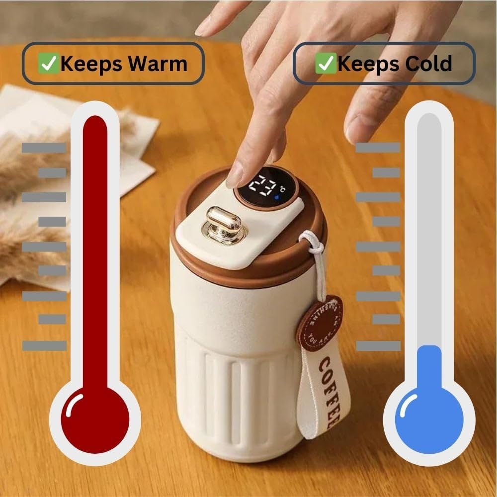 Coffee Mug Cup Digital Display, Thermos Flasks, 460 ml, 316 Stainless Steel Travel Mug, Insulated Vacuum Thermal Mug,