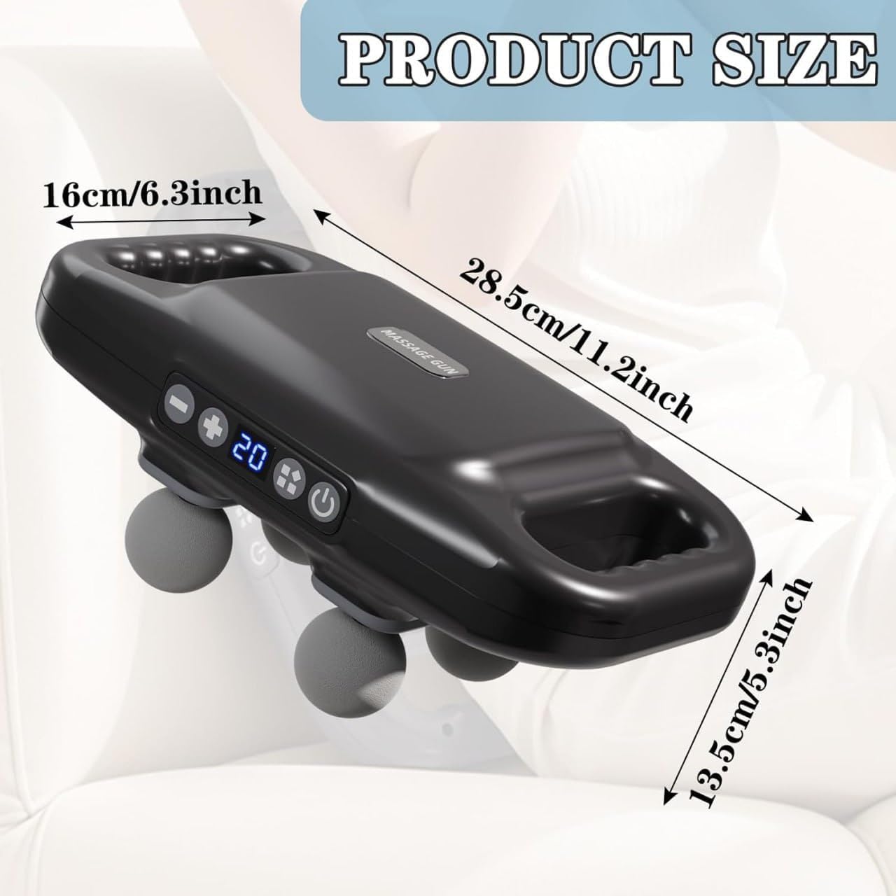 4-Head Massage Gun Deep Tissue Pro - Electric Massager Machine Pain Relief 20 & 6 Massage Modes, Timing Full Body Massager for Pain Relief, Back, Legs, Neck, Multicolour