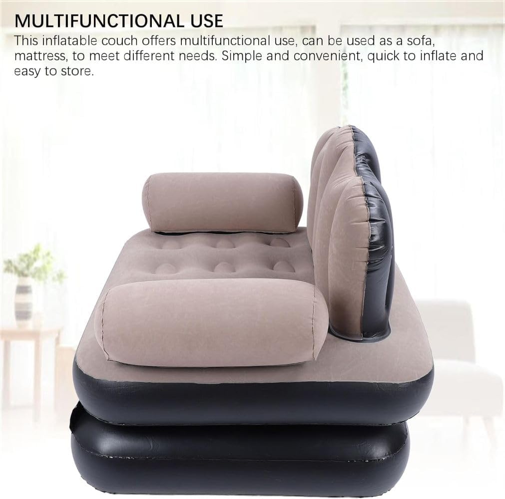 Compatable with Inflatable Couch - Double Layer 5 in 1 Inflatable Sofa Bed with Armrest - Inflatable Sofa Multifunctional Five in One Inflatable Bed Convenient Foldable Lounge Chair