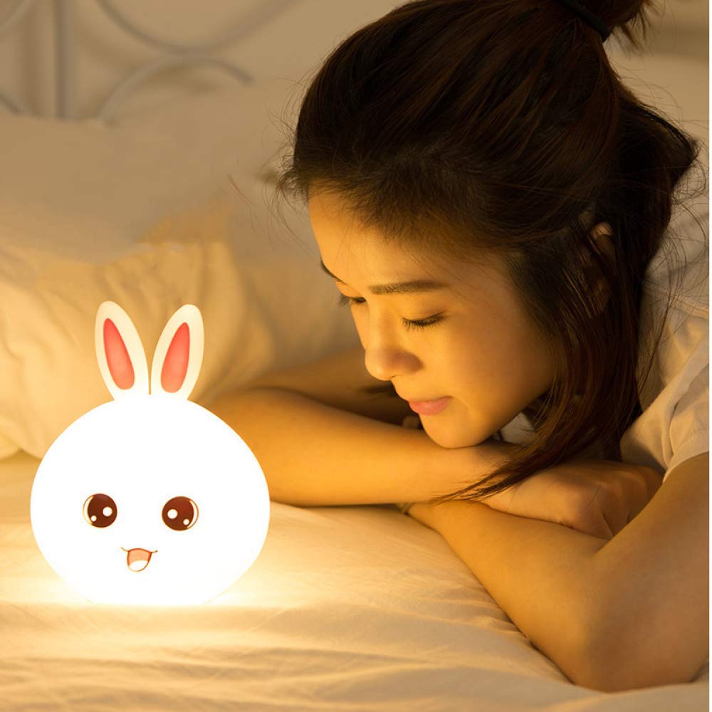 Face Rabbit Night Lamp for Kids | LED Lamp with Touch Sensor | Silicone Lamp | Birthday Gift for Girls/Boys | Baby Bedroom Decor, Fluorescent (RABIT)