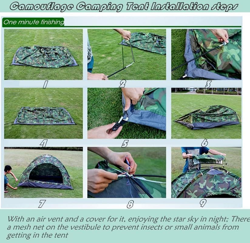 Military Picnic Camping Portable Waterproof 2/4 Person Outdoor Dome Tent (Army Color Tent (4 Person Tent)